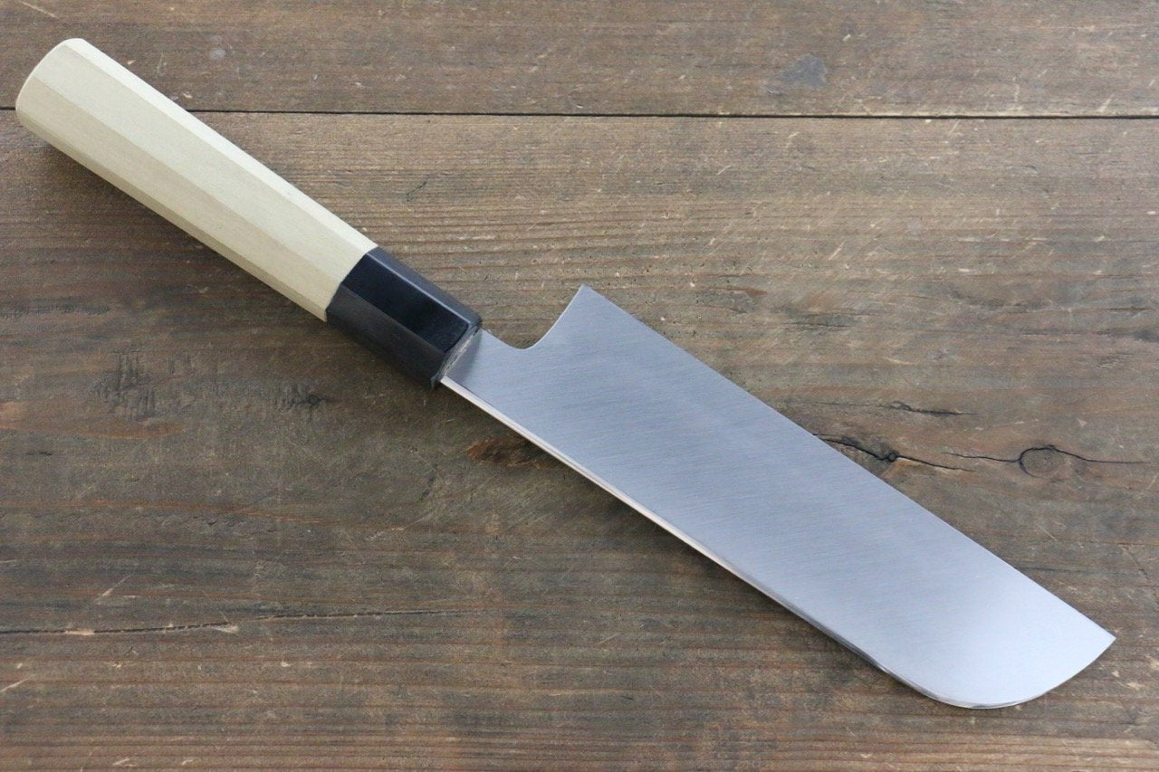 堺 菊守 V金10号 鏡面仕上げ 鎌形薄刃包丁 180mm 朴柄 - 清助刃物
