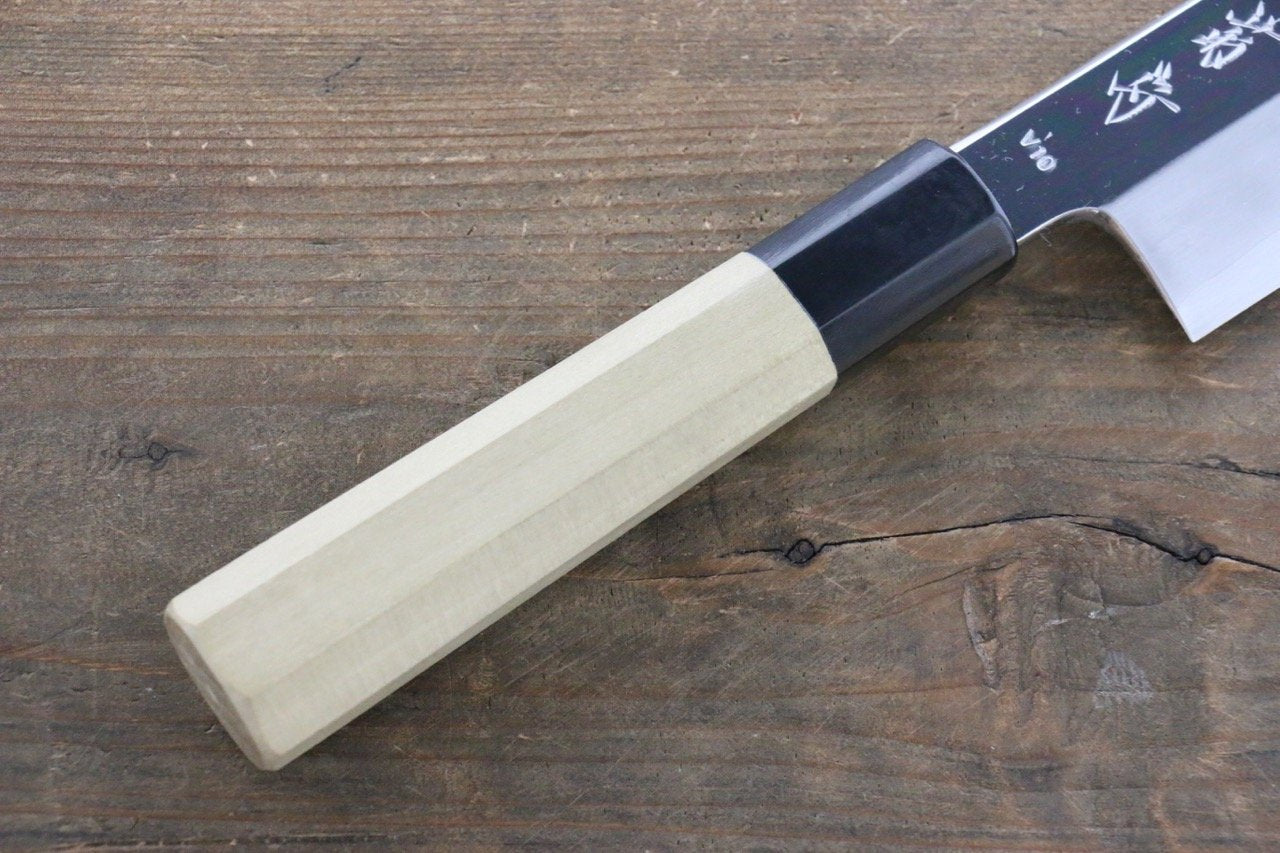 堺 菊守 V金10号 鏡面仕上げ 鎌形薄刃包丁 180mm 朴柄 - 清助刃物