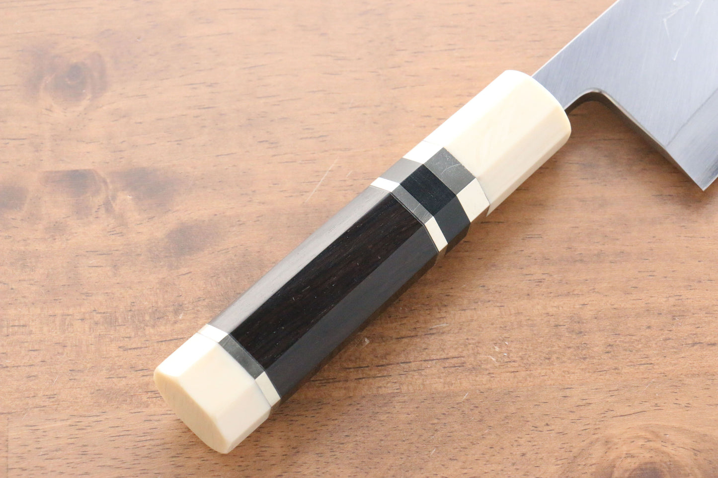 實光 至光 青紙 切付出刃包丁 150mm 両側リング付き黒檀柄 - 清助刃物