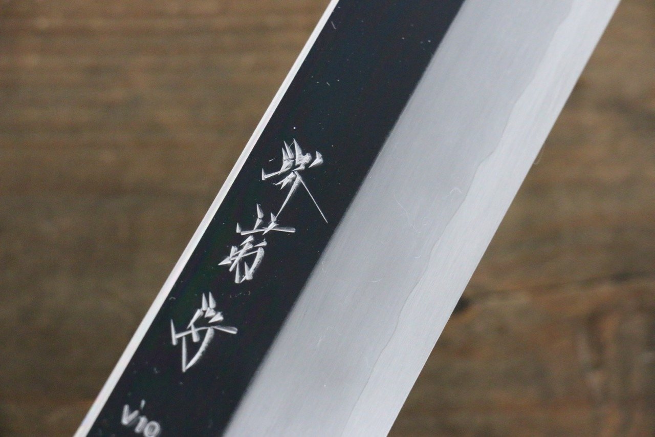 堺 菊守 V金10号 鏡面仕上げ 鎌形薄刃包丁 180mm 朴柄 - 清助刃物