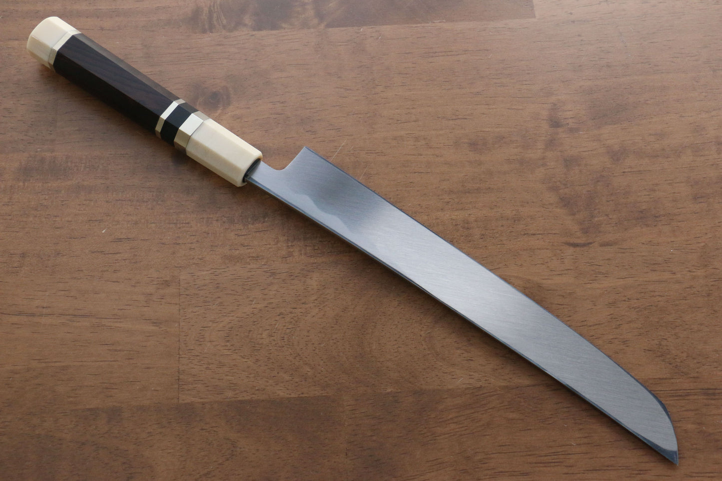 實光 至光 青紙 先丸柳刃包丁 240mm 両側リング付き黒檀柄 - 清助刃物
