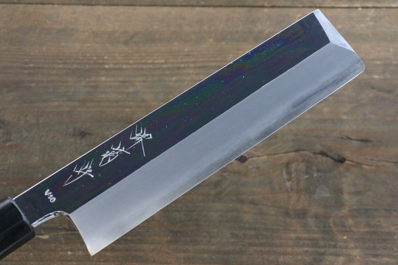 堺 菊守 V金10号 鏡面仕上げ 薄刃包丁 180mm 朴柄 - 清助刃物