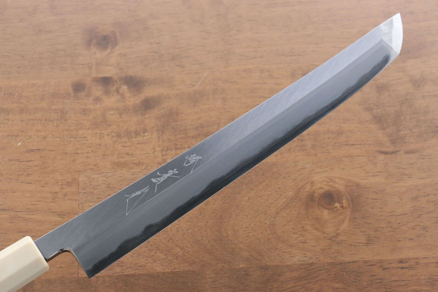 實光 至光 青紙 先丸柳刃包丁 240mm 両側リング付き黒檀柄 - 清助刃物