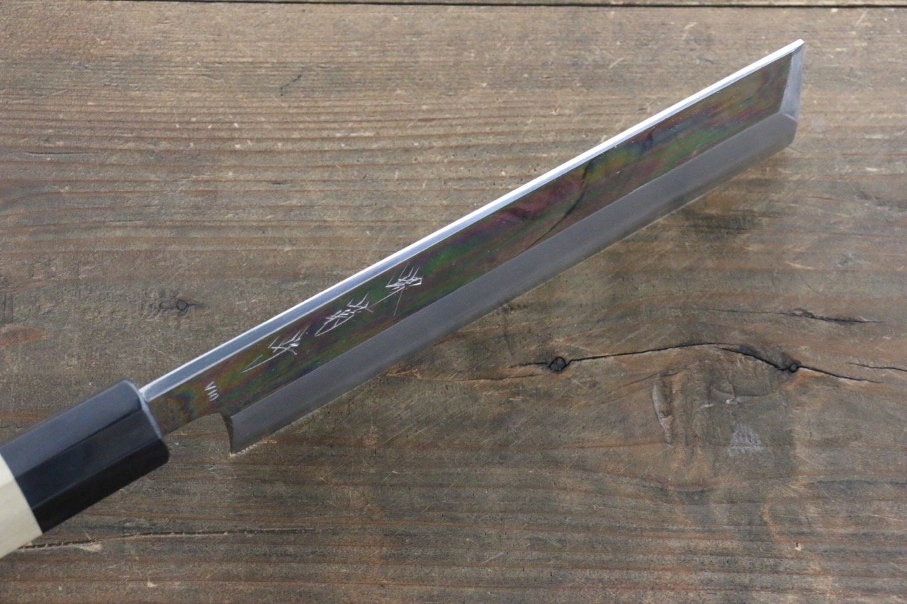 堺 菊守 V金10号 鏡面仕上げ 薄刃包丁 180mm 朴柄 - 清助刃物