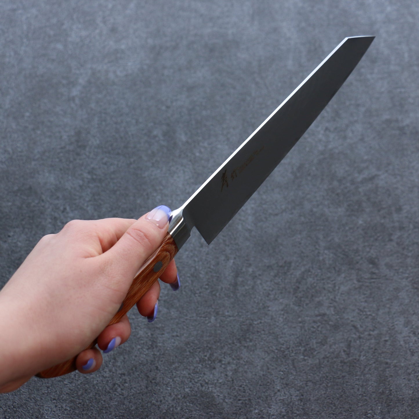 堺 孝行 V金5号 鎚目 切付牛刀包丁  190mm 茶合板柄 - 清助刃物