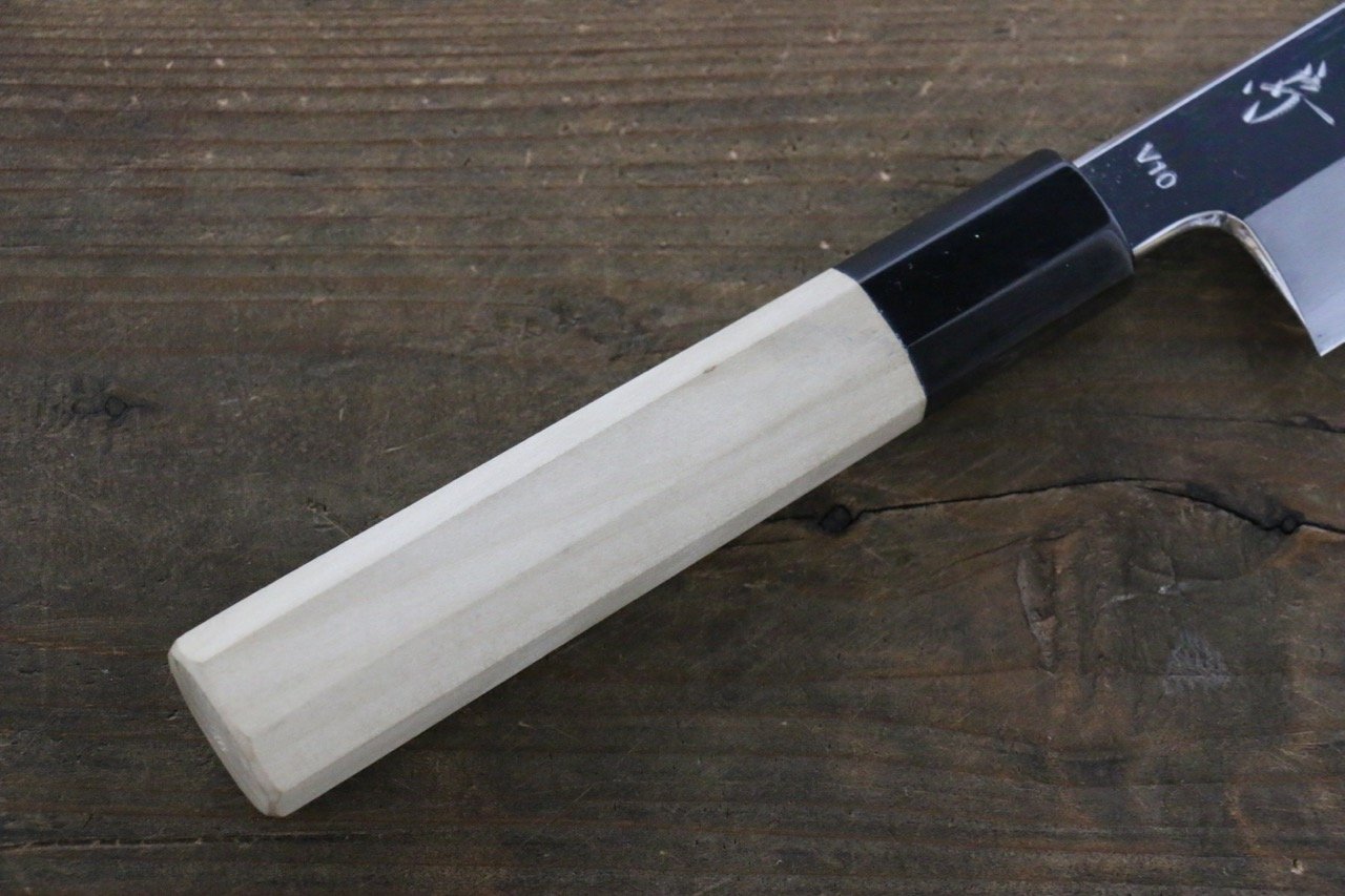 堺 菊守 V金10号 鏡面仕上げ ムキ物包丁 180mm 朴柄 - 清助刃物