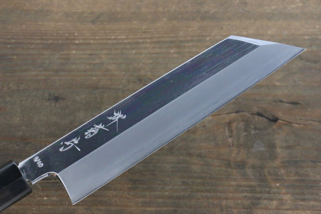 堺 菊守 V金10号 鏡面仕上げ ムキ物包丁 180mm 朴柄 - 清助刃物