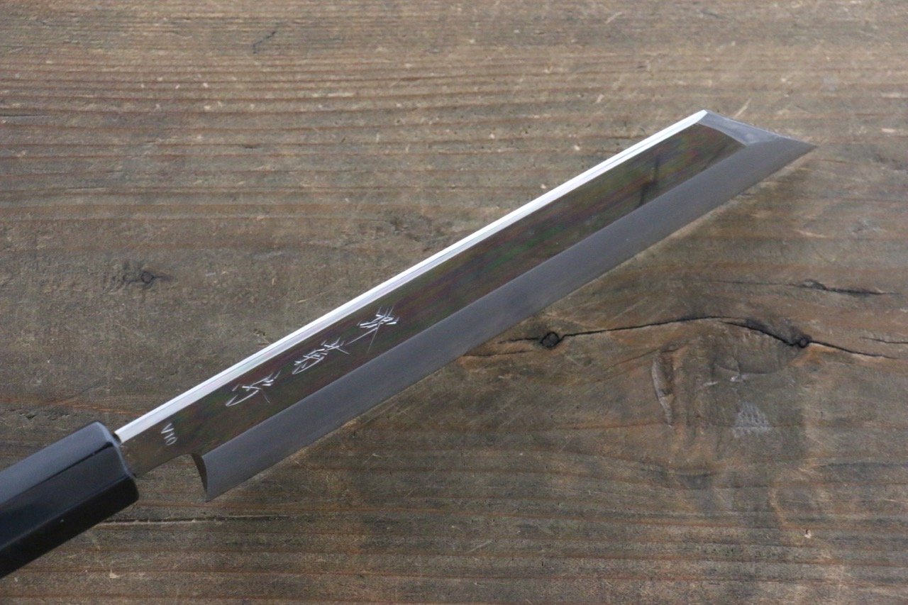 堺 菊守 V金10号 鏡面仕上げ ムキ物包丁 180mm 朴柄 - 清助刃物