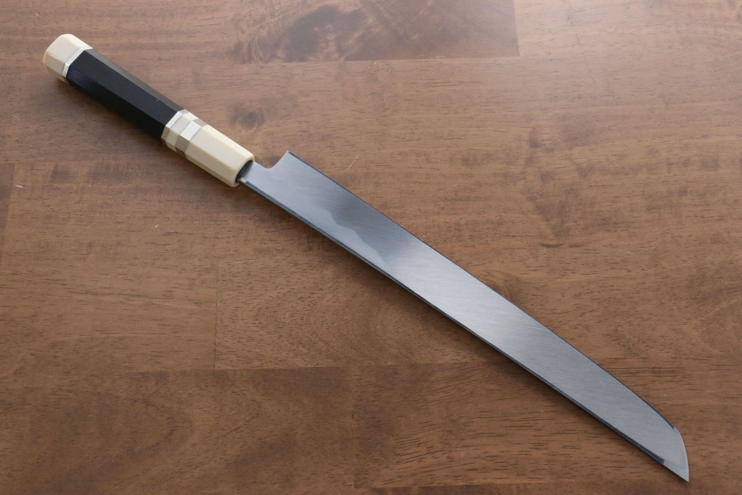 實光 至光 青紙 先丸柳刃包丁 300mm 両側リング付き黒檀柄 - 清助刃物