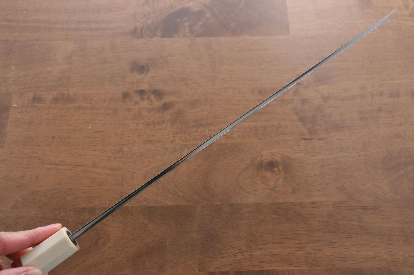 實光 至光 青紙 先丸柳刃包丁 300mm 両側リング付き黒檀柄 - 清助刃物