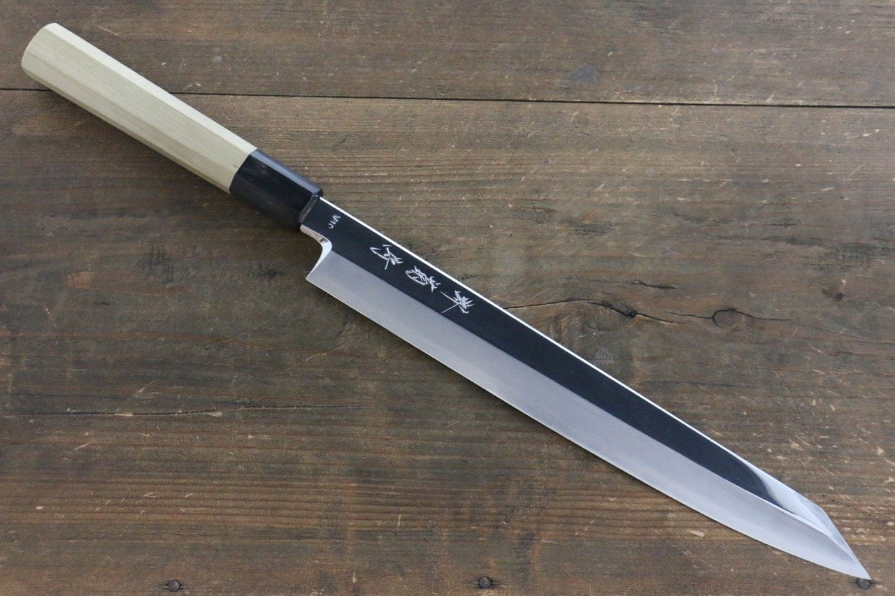 堺 菊守 V金10号 鏡面仕上げ 切付柳刃包丁 270mm 朴柄 - 清助刃物
