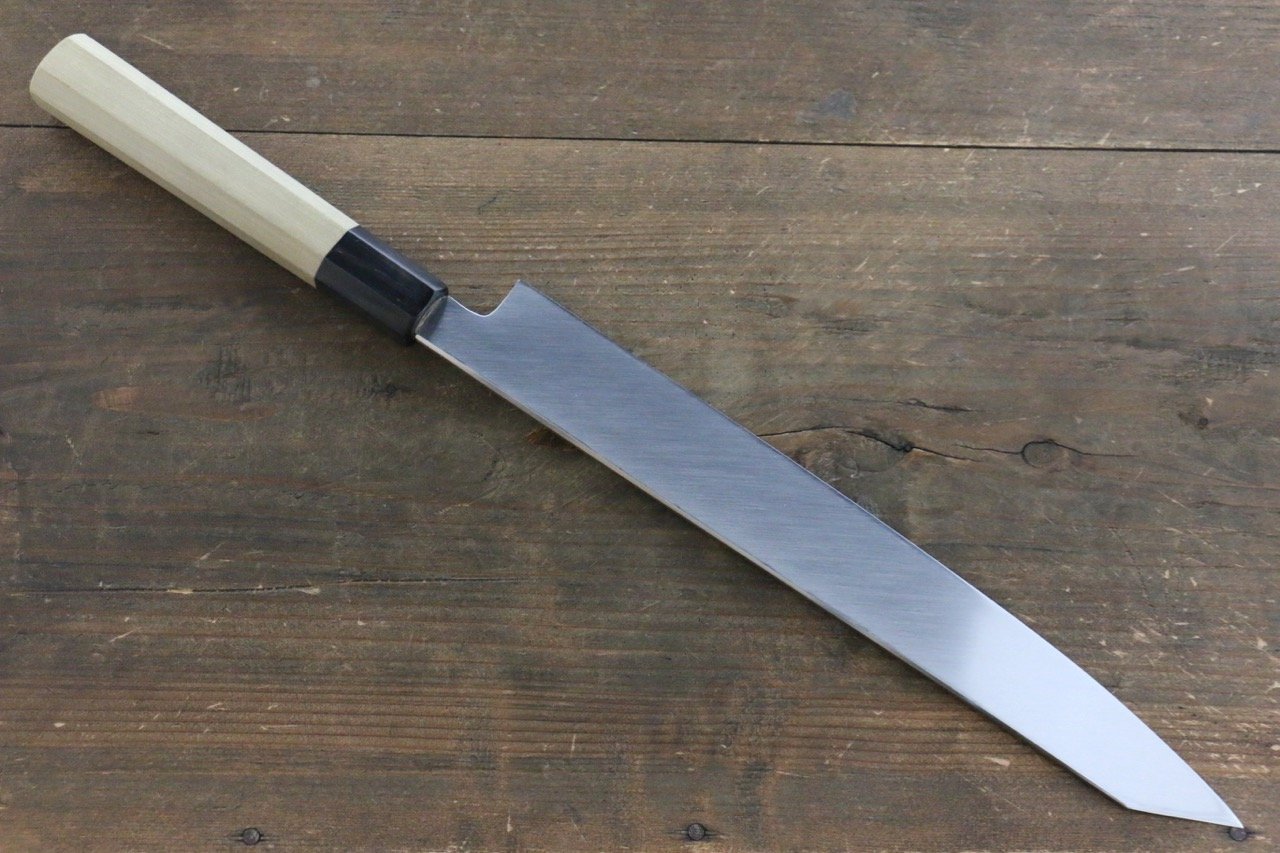 堺 菊守 V金10号 鏡面仕上げ 切付柳刃包丁 270mm 朴柄 - 清助刃物
