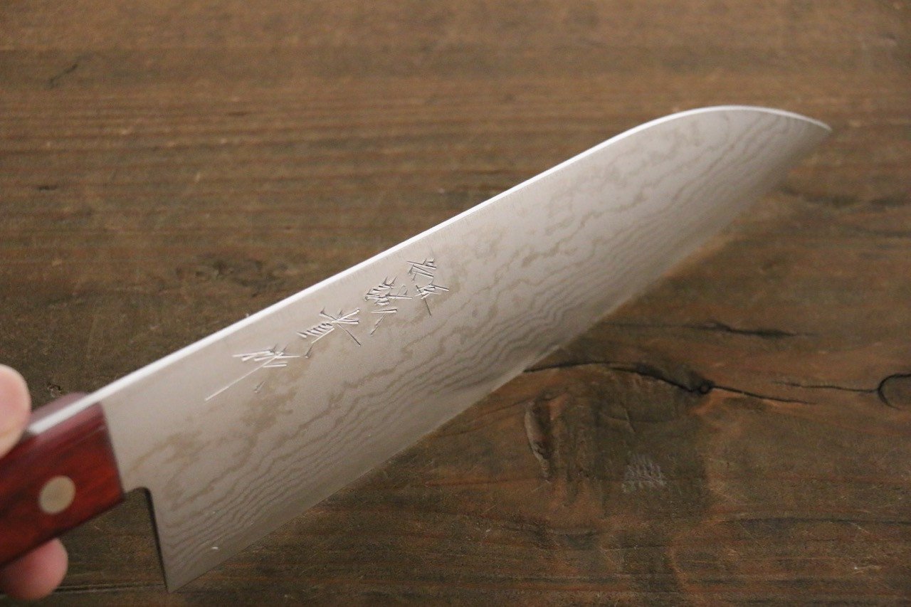 田中 誠貴 VG10 17層 ダマスカス 三徳包丁 165mm 赤合板柄 - 清助刃物