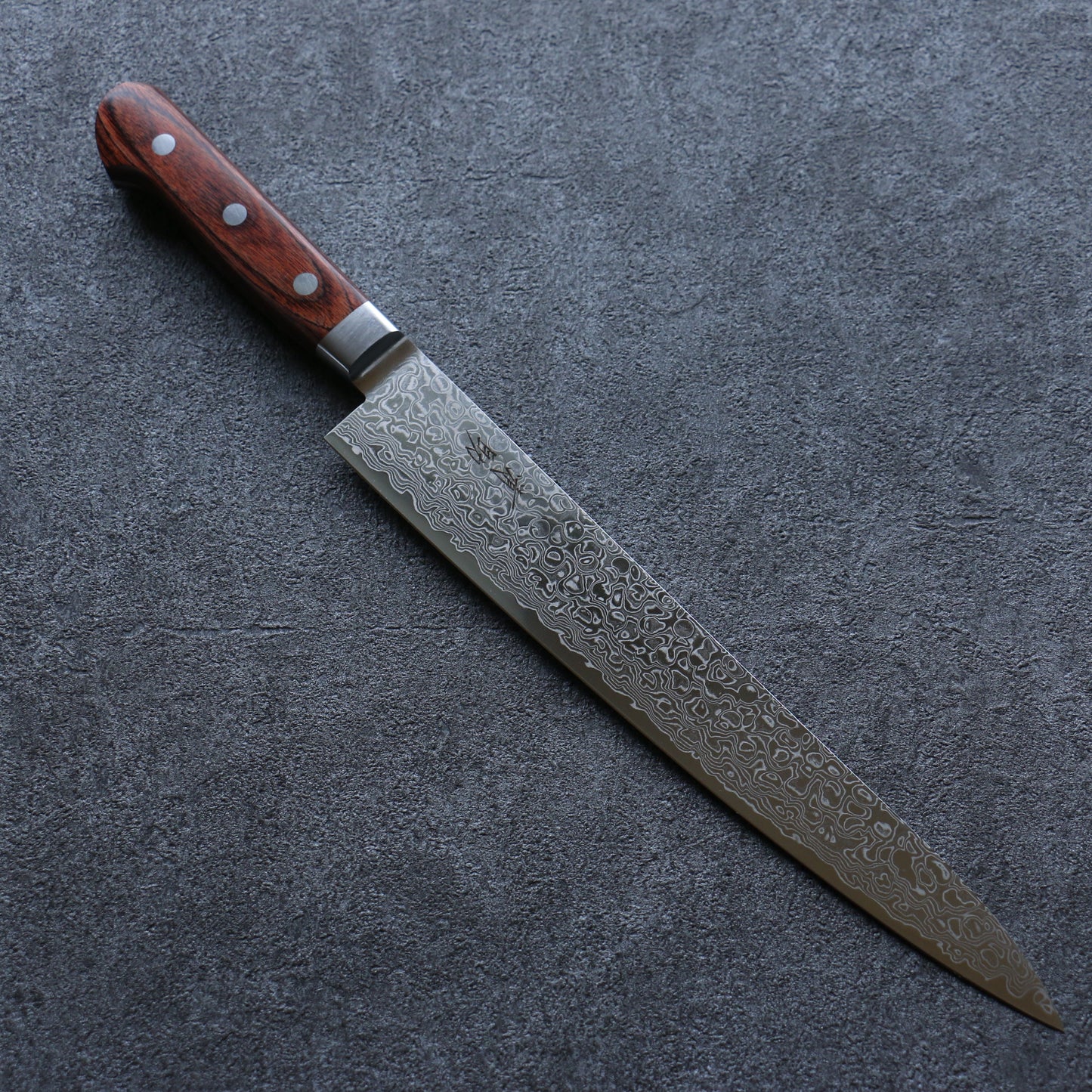 清助 木星 ZA-18 鏡面仕上げ ダマスカス 筋引包丁 240mm 茶合板柄 - 清助刃物