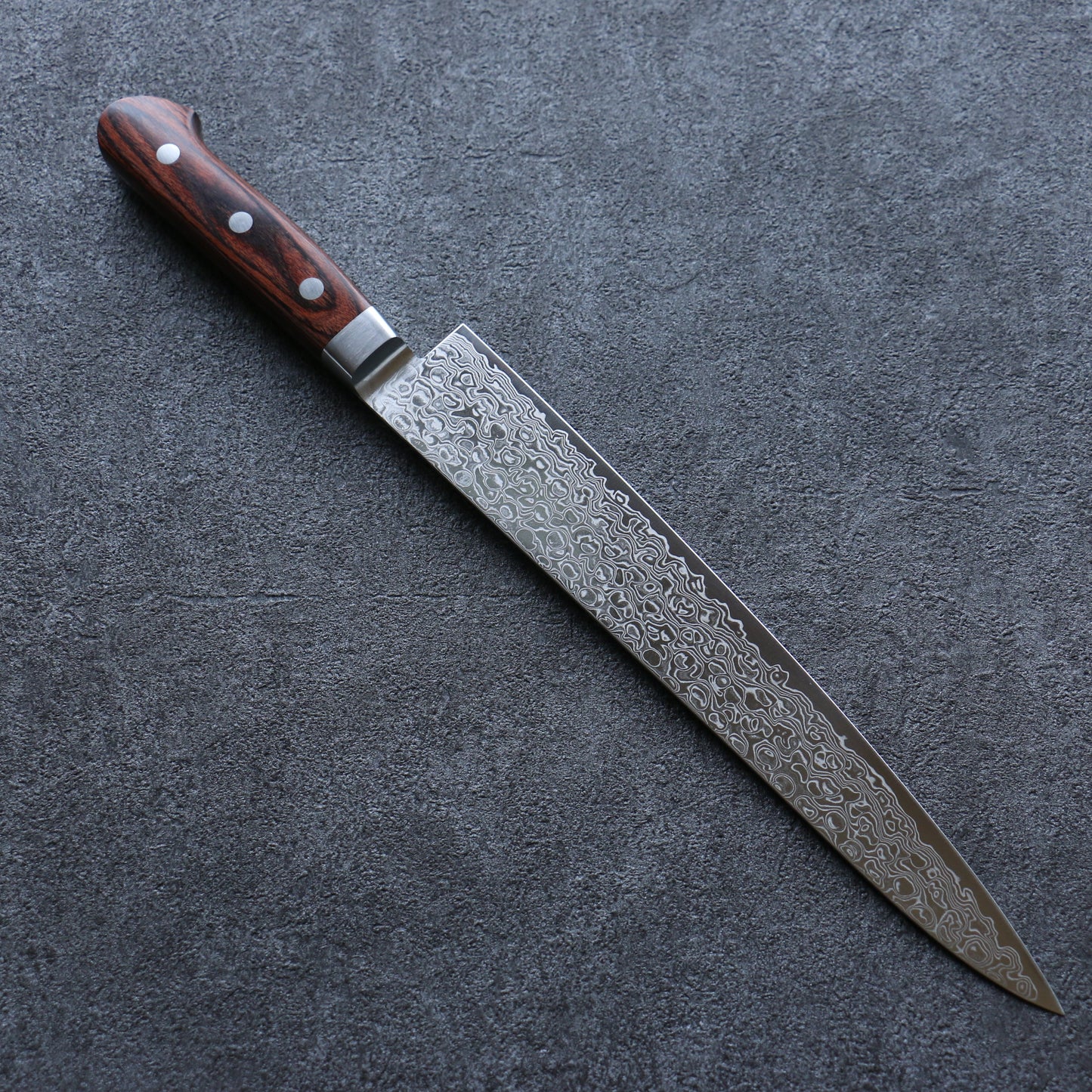 清助 木星 ZA-18 鏡面仕上げ ダマスカス 筋引包丁 240mm 茶合板柄 - 清助刃物