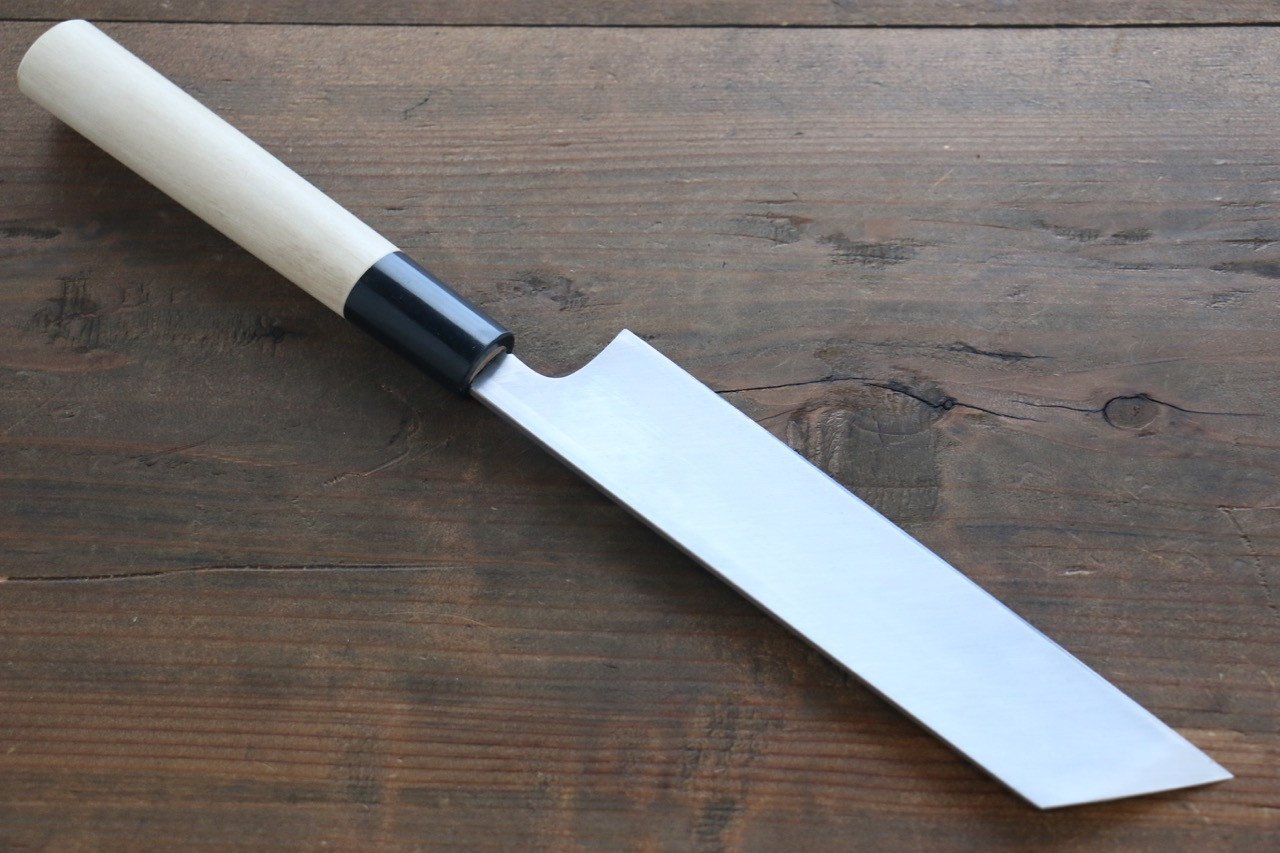 佑成 白ニ鋼 本霞 ムキ物包丁 180mm 朴柄 - 清助刃物