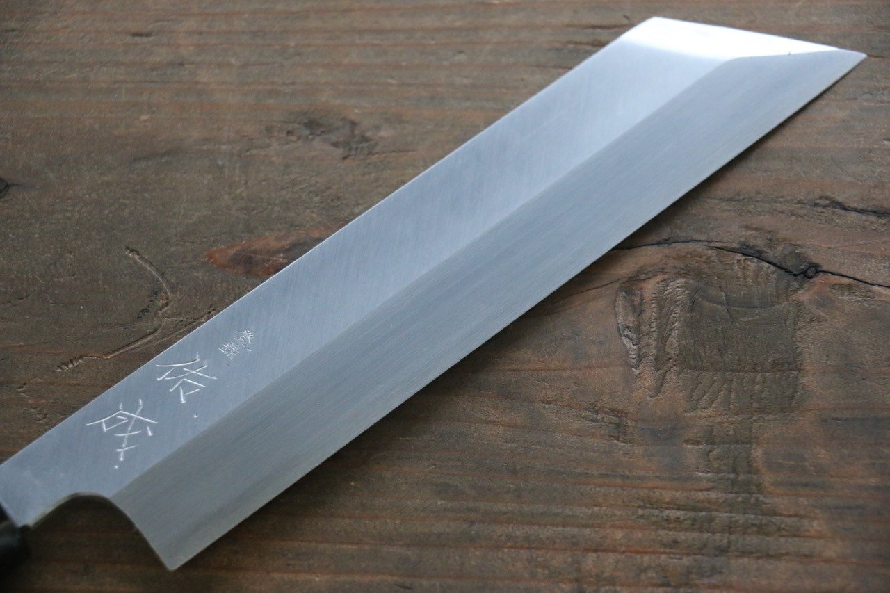 佑成 白ニ鋼 本霞 ムキ物包丁 180mm 朴柄 - 清助刃物