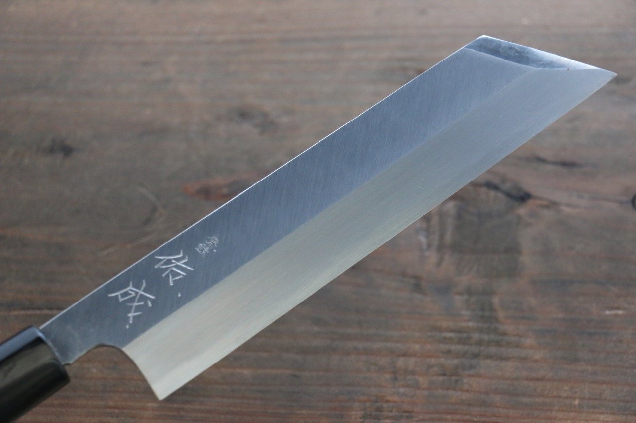 佑成 白ニ鋼 本霞 ムキ物包丁 180mm 朴柄 - 清助刃物