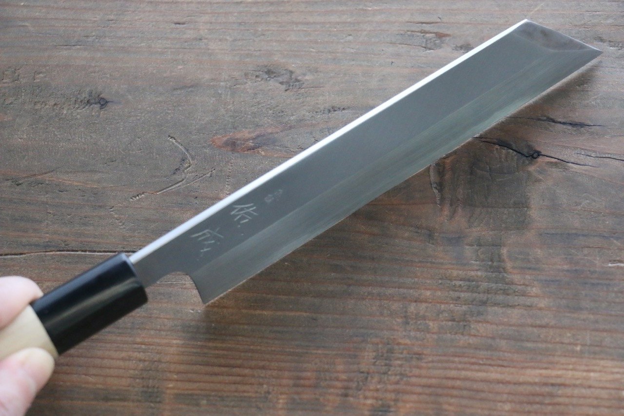 佑成 白ニ鋼 本霞 ムキ物包丁 180mm 朴柄 - 清助刃物