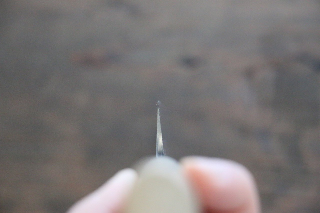 佑成 白ニ鋼 本霞 ムキ物包丁 180mm 朴柄 - 清助刃物