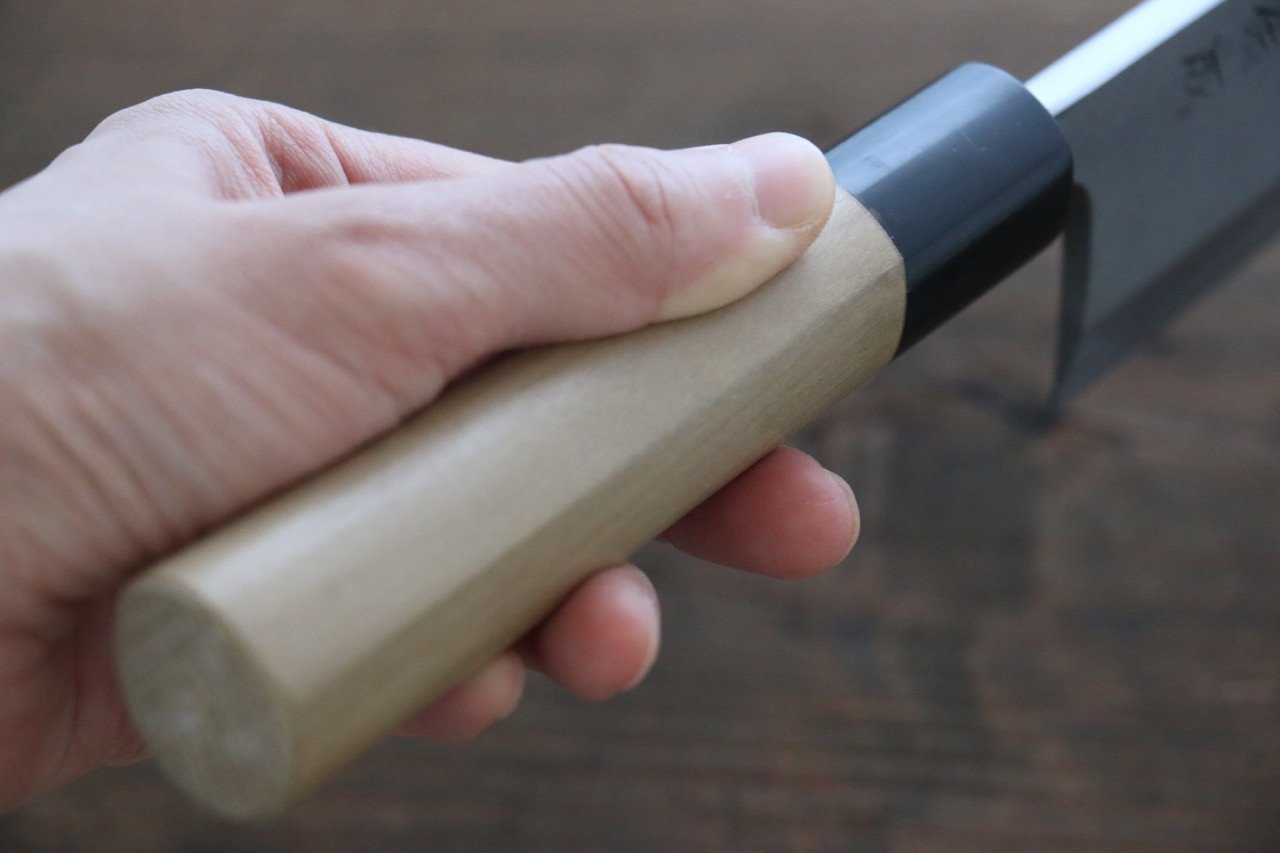 佑成 白ニ鋼 本霞 出刃包丁 朴柄 - 清助刃物