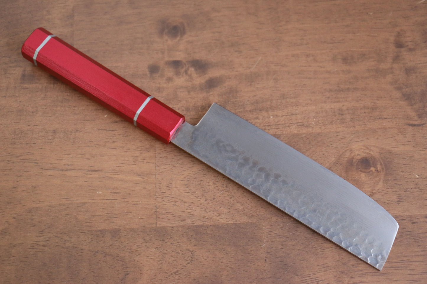 堺 孝行 V金10号 33層ダマスカス 菜切包丁 160mm 樫の木漆塗り(皇赤)柄 - 清助刃物