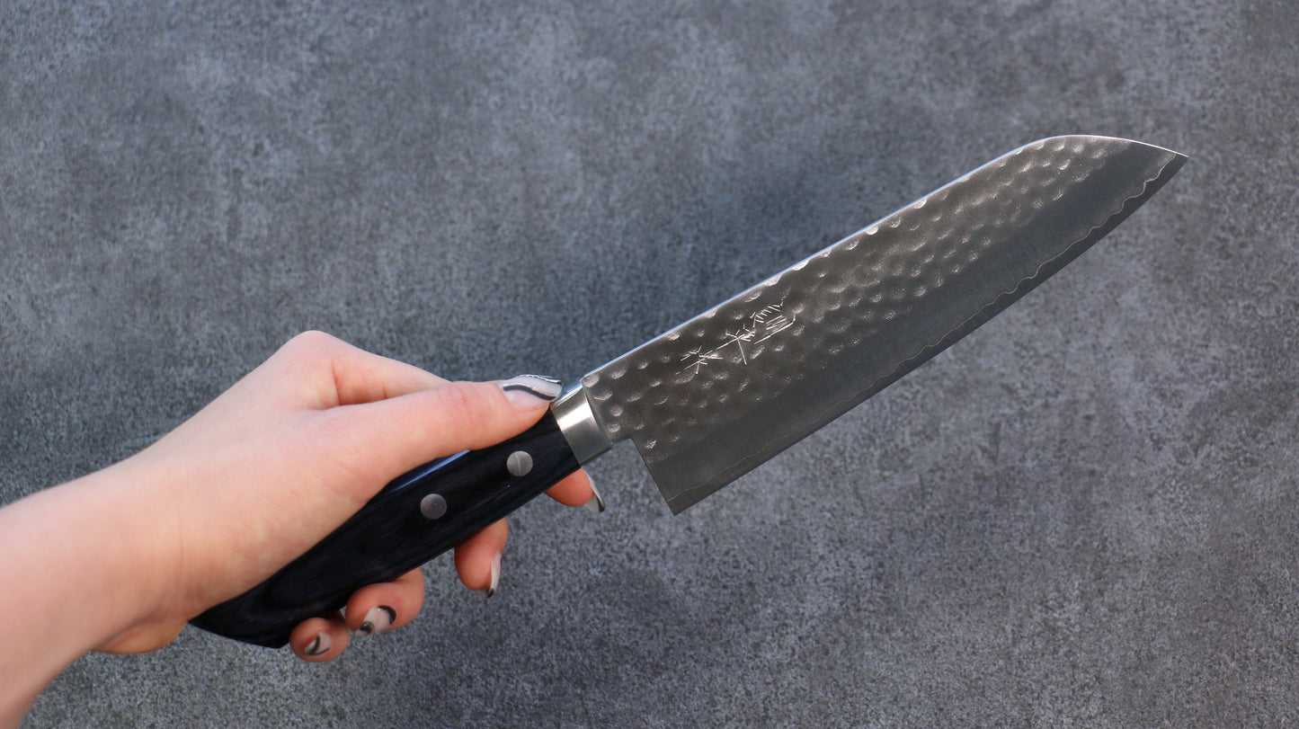 訓平 V金1号 鎚目 三徳包丁 170mm 合板 (紺色)柄 - 清助刃物