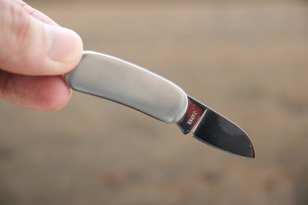 Moki Mini Pendant Pocket Knife w/ White Mother of Pearl and Abalone Circles - 清助刃物