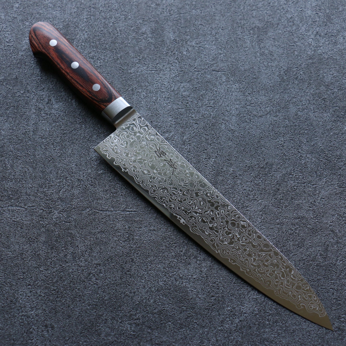 清助 木星 ZA-18 鏡面仕上げ ダマスカス 牛刀包丁 240mm 茶合板柄 - 清助刃物