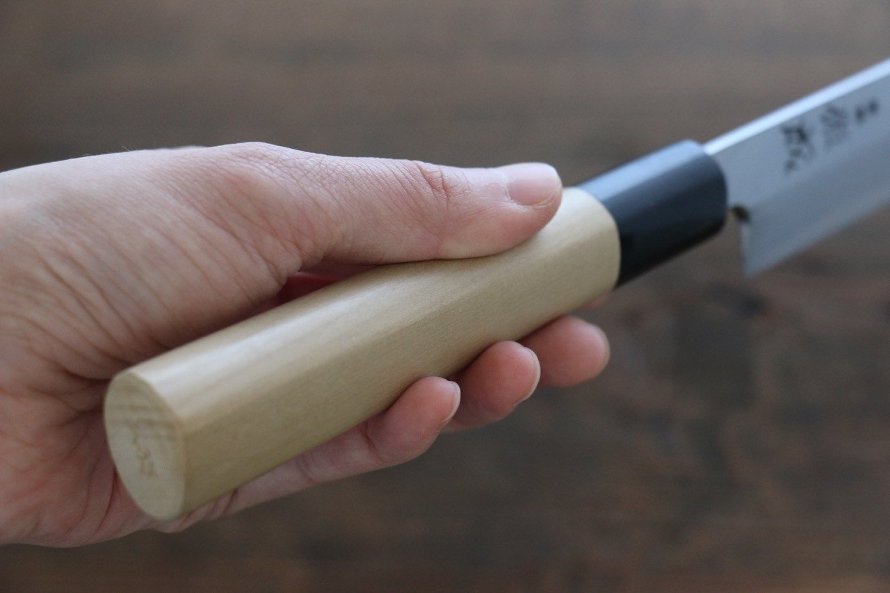 佑成 白ニ鋼 本霞 柳刃包丁 朴柄 - 清助刃物