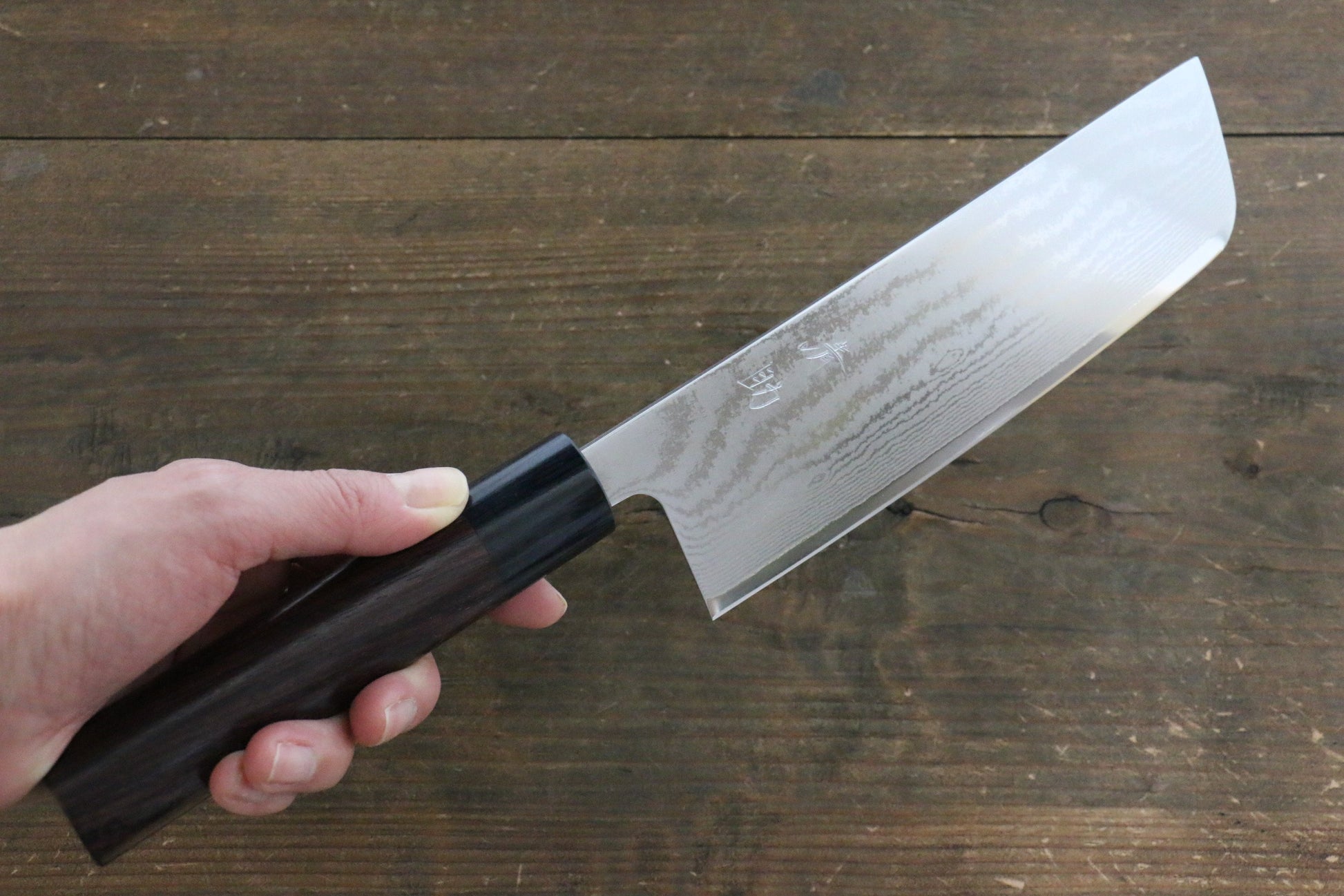 清助 V金10号 63層ダマスカス 薄刃包丁  165mm 紫檀柄 - 清助刃物