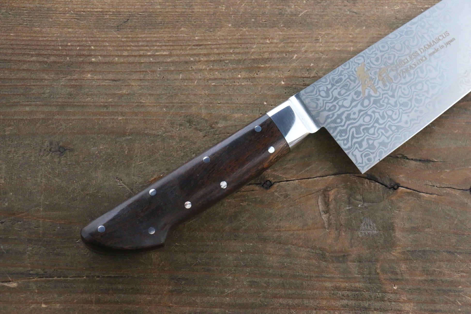 堺 孝行 コアレス ダマスカス 牛刀包丁 210mm デザートアイアンウッド(杉原モデル)柄 - 清助刃物