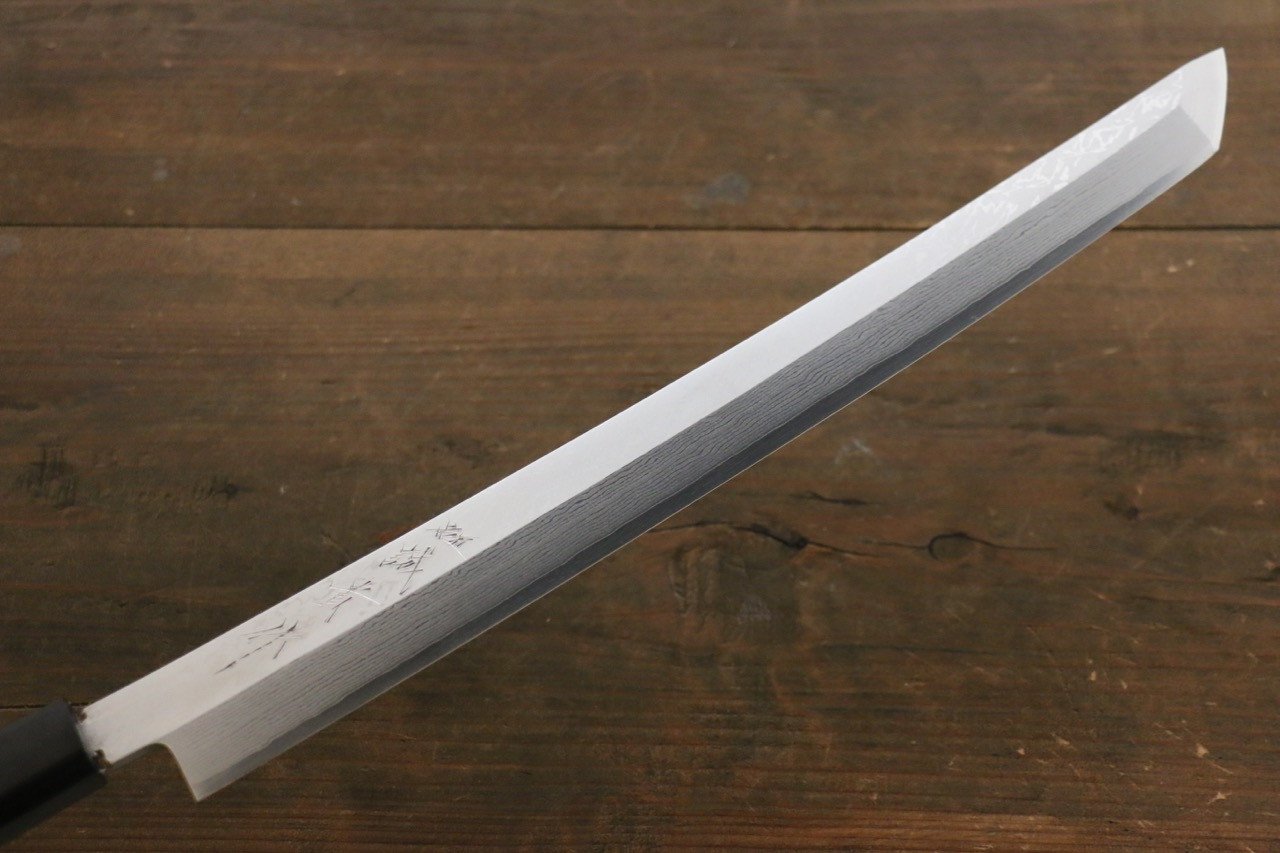 田中 誠貴 青ニ鋼 ダマスカス 先丸蛸引包丁 330mm ウォルナット柄 - 清助刃物