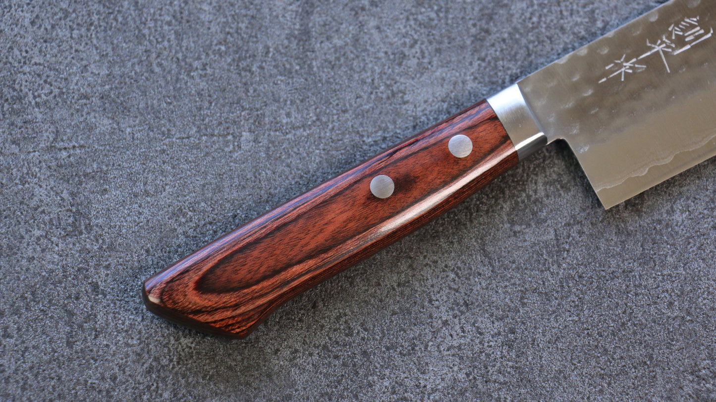 訓平 刻流(こくりゅう) V金10号 鎚目 ダマスカス 薄刃包丁 165mm マホガニー柄 - 清助刃物