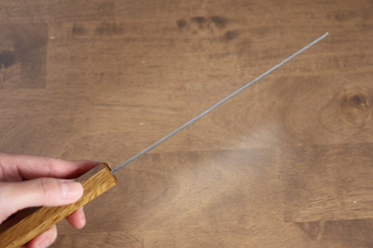 清助 月影 AUS10 磨き仕上げ 鎚目 ダマスカス 菜切包丁  170mm 樫柄 - 清助刃物