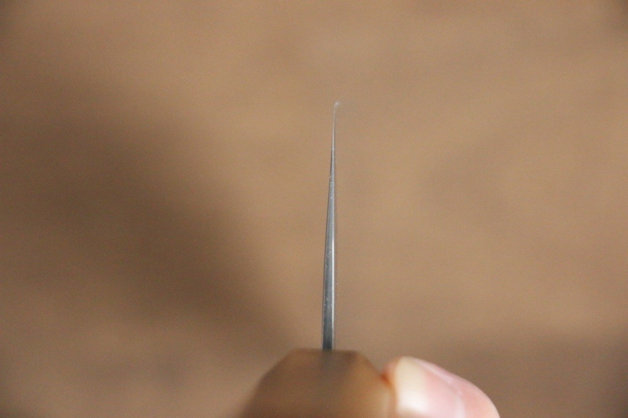 清助 月影 AUS10 磨き仕上げ 鎚目 ダマスカス 菜切包丁  170mm 樫柄 - 清助刃物