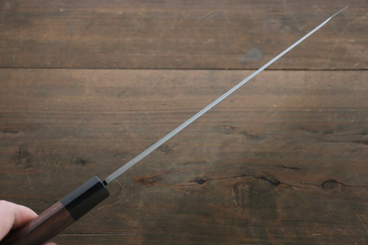 北岡 英雄 青ニ鋼 ダマスカス 切付柳刃包丁  240mm 紫檀柄 - 清助刃物