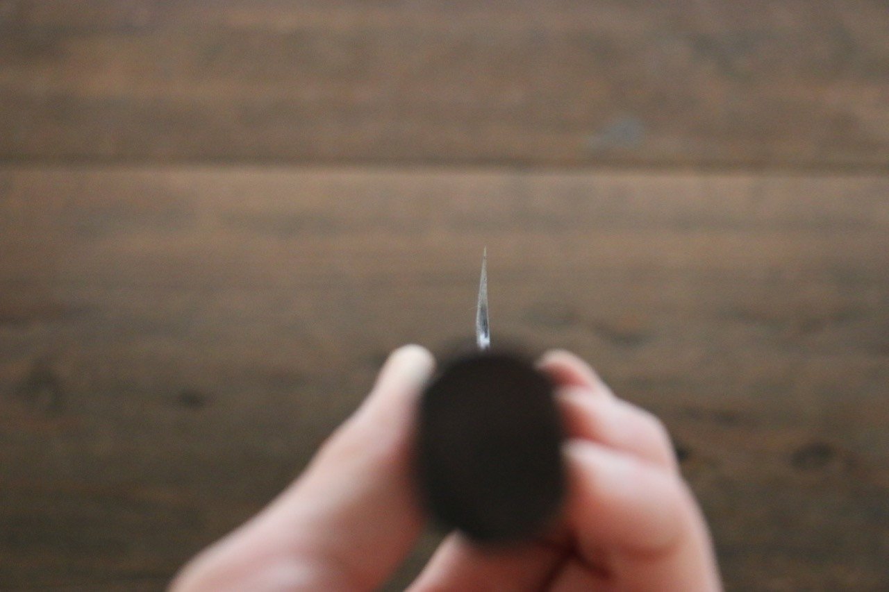 北岡 英雄 青ニ鋼 ダマスカス 切付柳刃包丁  240mm 紫檀柄 - 清助刃物