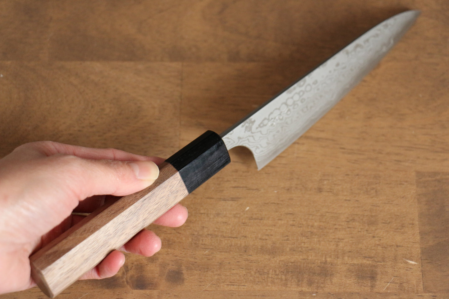 山本 直 V金10号 ダマスカス ペティーナイフ 135mm ウォルナット柄 - 清助刃物