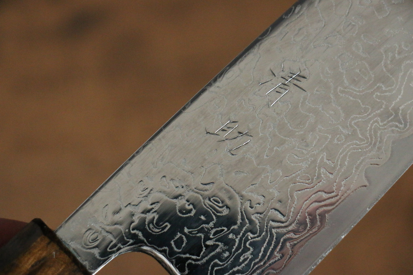清助 V金10号 鏡面仕上げ ダマスカス 三徳包丁 165mm 樫柄 - 清助刃物