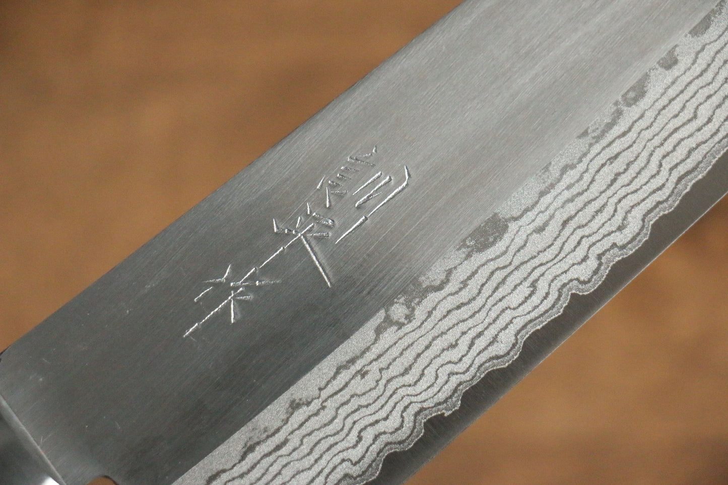 訓平 彩流(さいりゅう) V金10号 磨き仕上げ ダマスカス 三徳包丁 170mm マホガニー柄 - 清助刃物