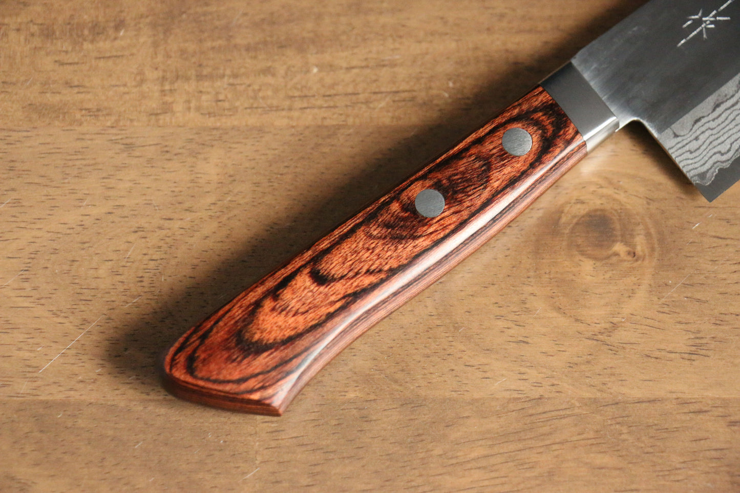 訓平 彩流(さいりゅう) V金10号 磨き仕上げ ダマスカス 三徳包丁 170mm マホガニー柄 - 清助刃物