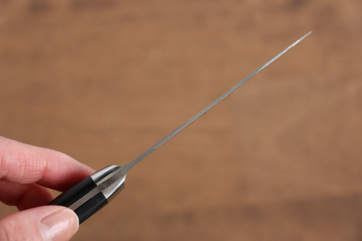 清助 AUS10 45層 鏡面仕上げ ダマスカス ペティーナイフ  80mm 黒合板柄 - 清助刃物