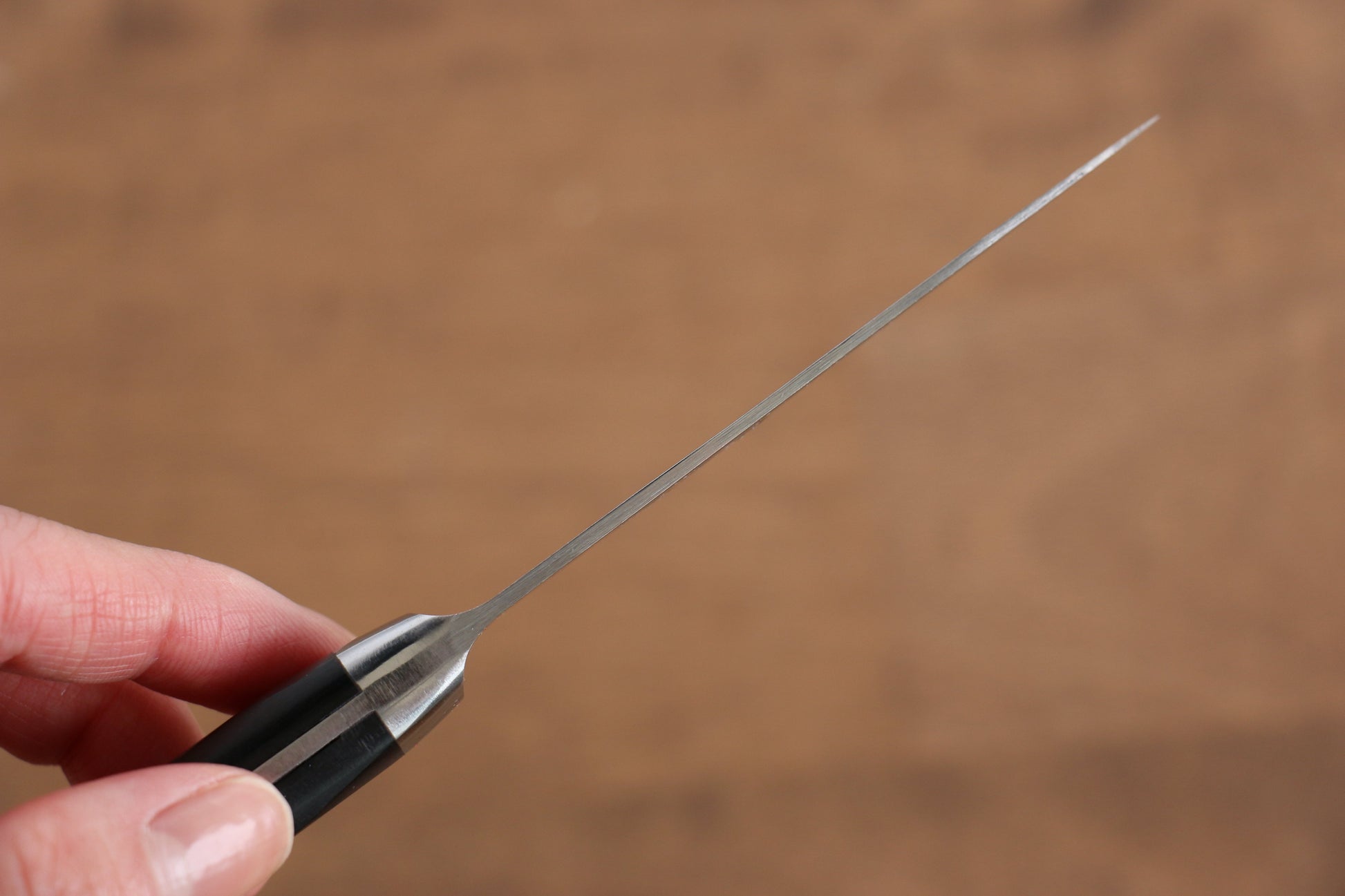 清助 AUS10 45層 鏡面仕上げ ダマスカス ペティーナイフ  80mm 黒合板柄 - 清助刃物