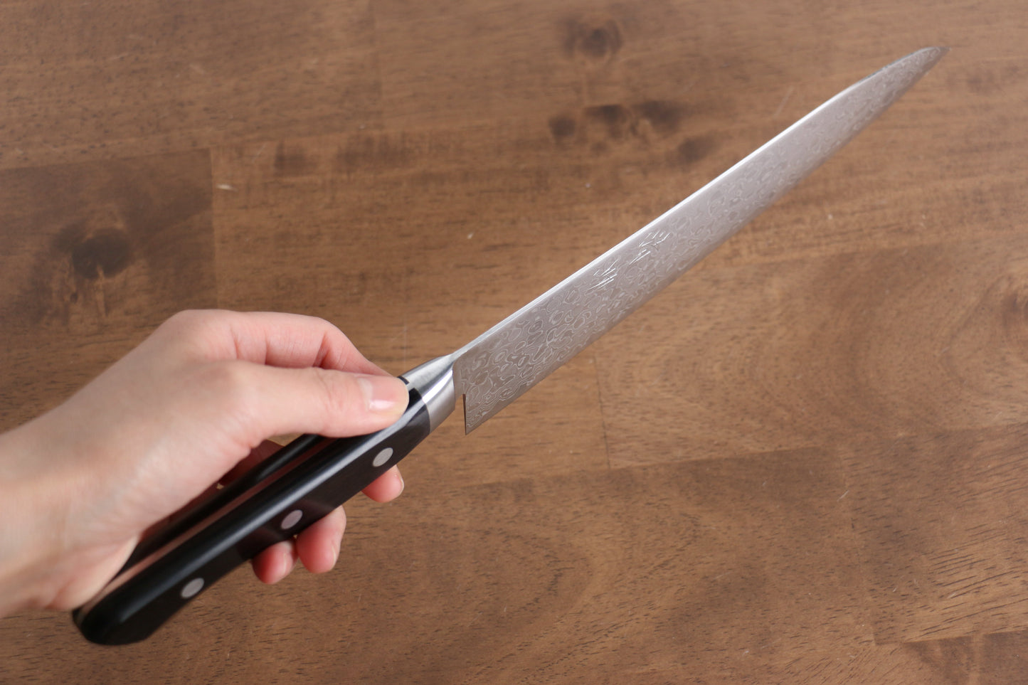 清助 AUS10 45層 鏡面仕上げ ダマスカス 牛刀包丁 210mm 黒合板柄 - 清助刃物