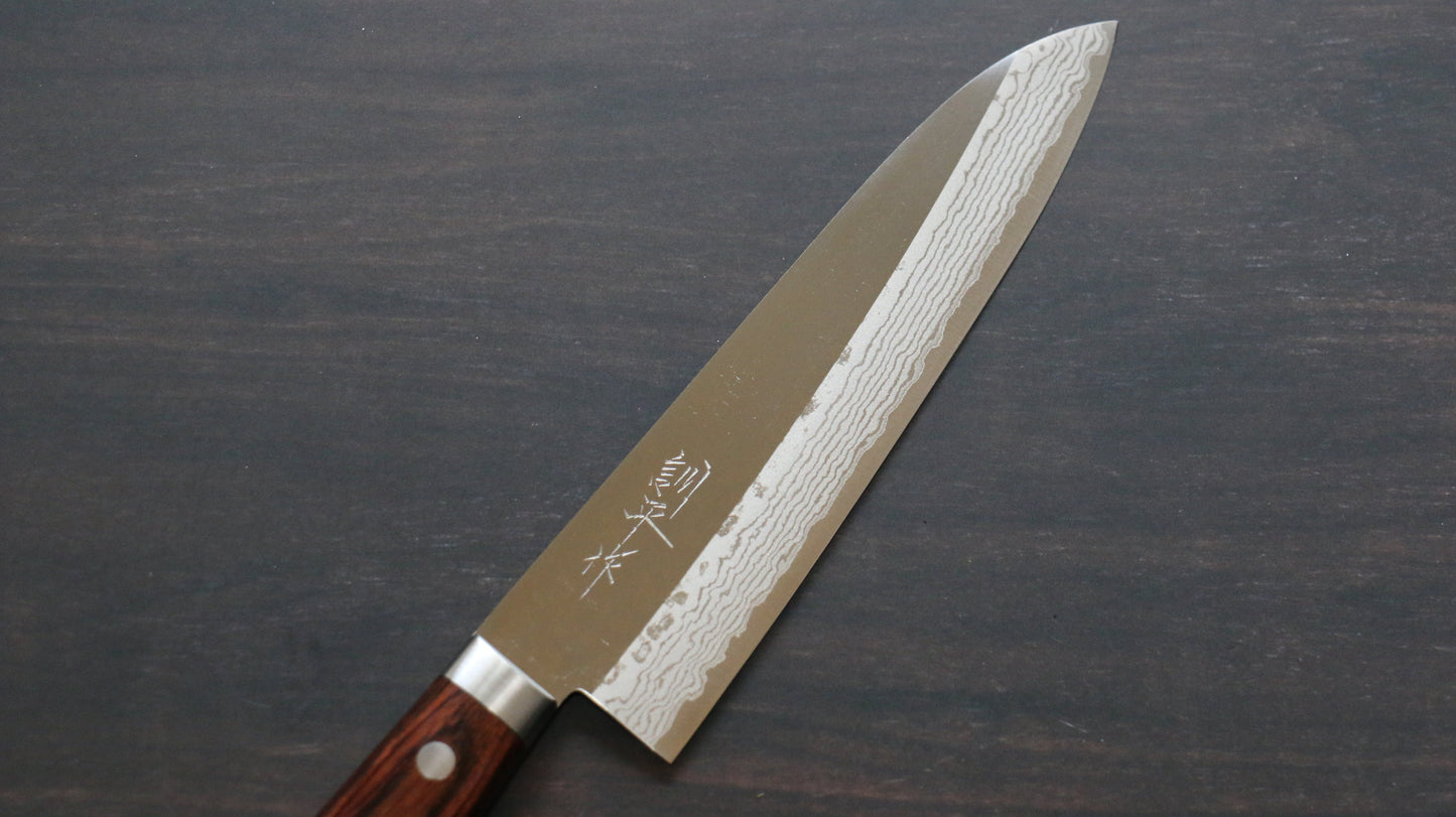 訓平 彩流(さいりゅう) V金10号 磨き仕上げ ダマスカス 牛刀包丁 180mm マホガニー柄 - 清助刃物