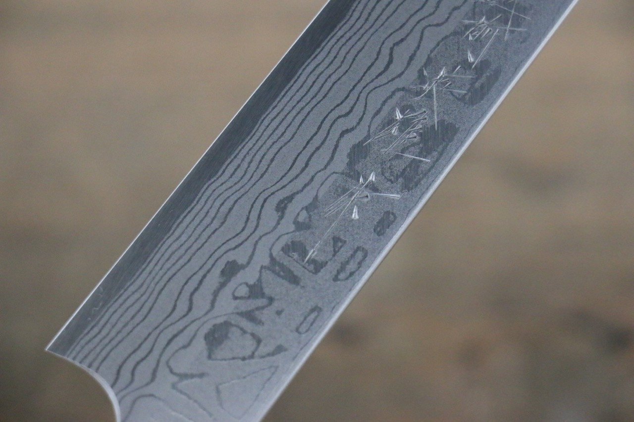 【左利き用】北岡 英雄 白ニ鋼 ダマスカス 柳刃包丁 270mm 紫檀柄 - 清助刃物