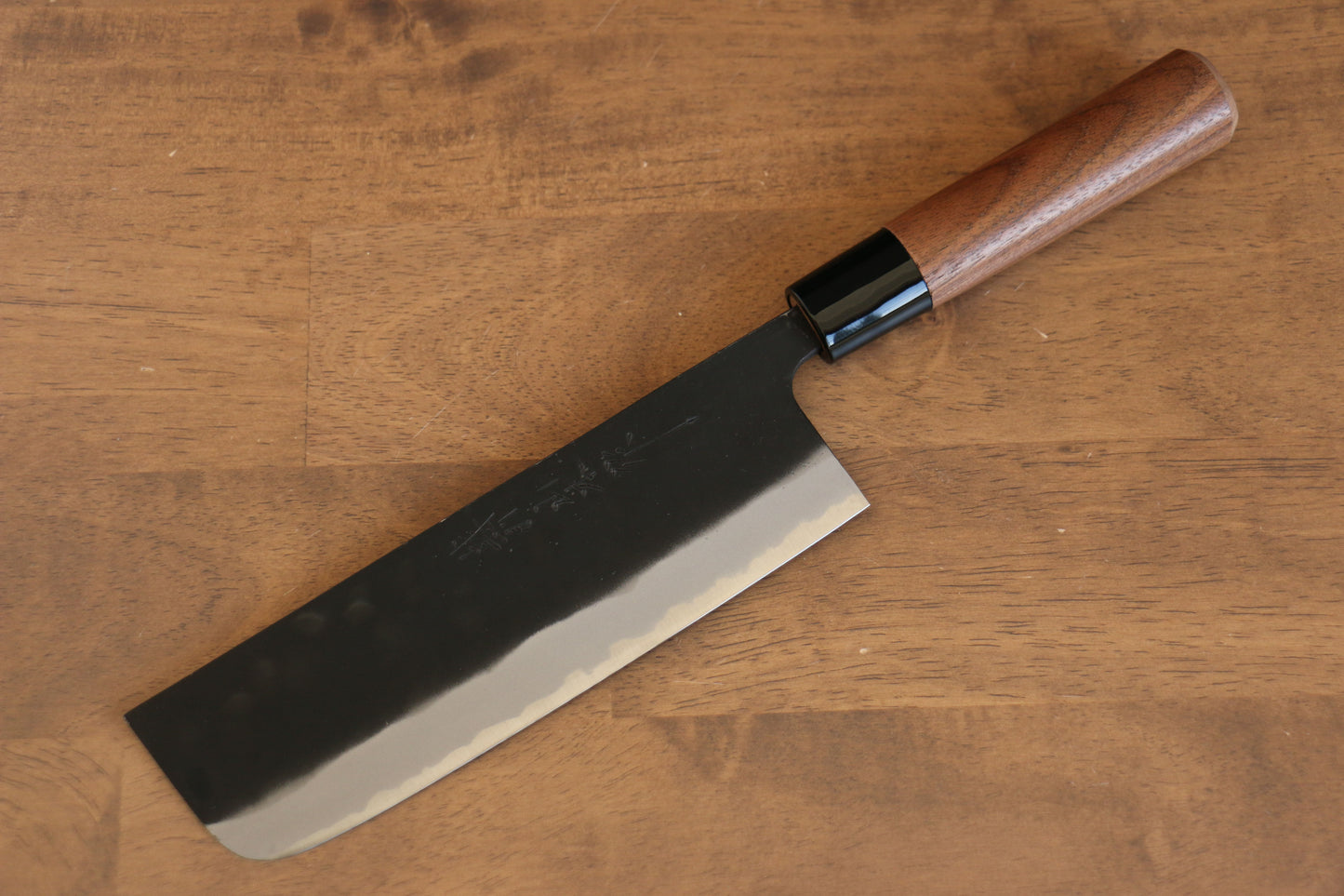 山本 直 白鋼 黒打 菜切り包丁 180mm ウォルナット柄 - 清助刃物
