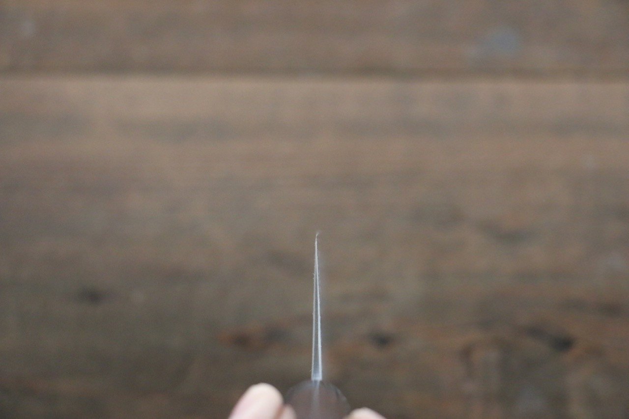 尾形 峻吾 白ニ鋼 ダマスカス 磨き仕上げ 菜切包丁  165mm 紫檀柄 - 清助刃物