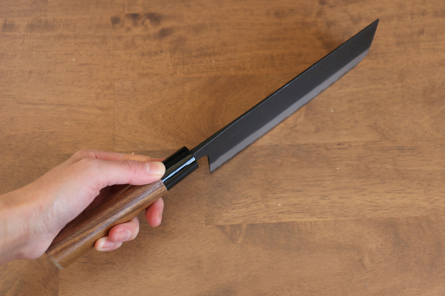 山本 直 白鋼 黒打 菜切り包丁 180mm ウォルナット柄 - 清助刃物